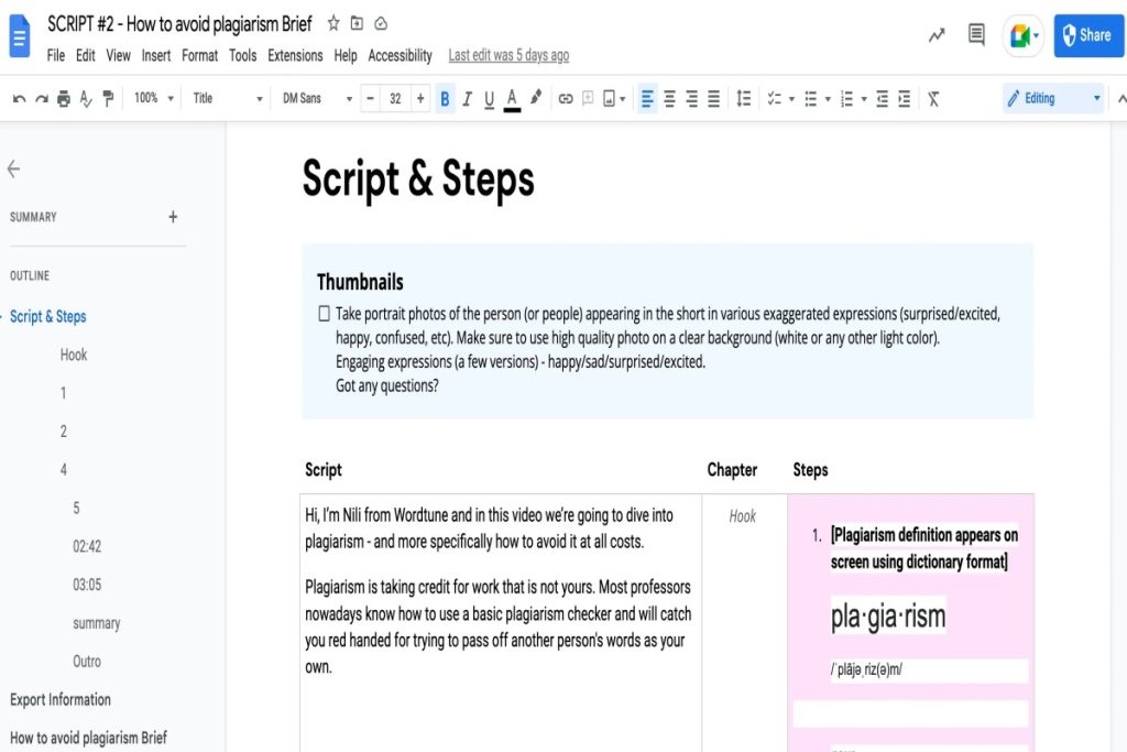 YouTube Scriptwriting