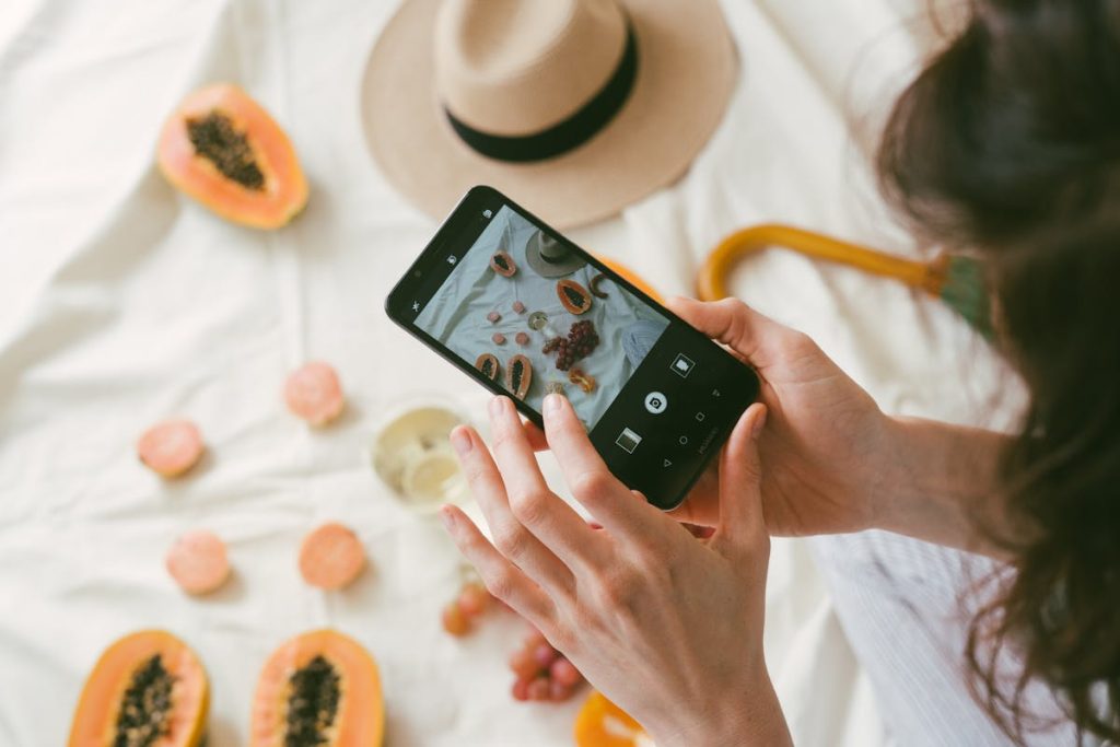 a blogger capturing images for website