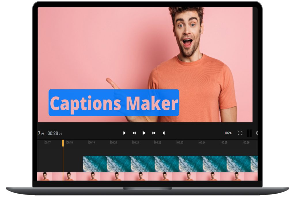 Video editing app with caption maker interface on screen