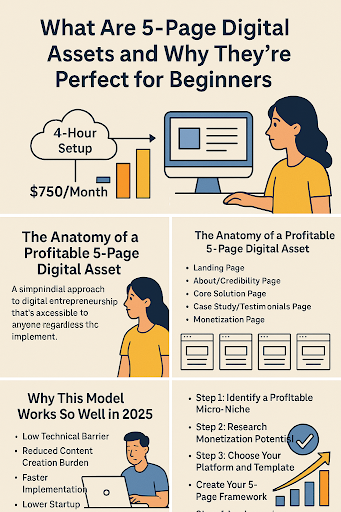 Diagram illustrating the 'Weekend Website Formula' passive income strategy, showing a simple 4-hour setup process and a projected $750 monthly revenue potential.