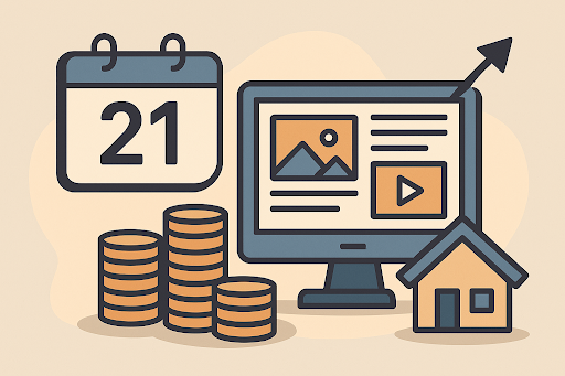 21-day content ecosystem blueprint generating passive income with minimal weekly maintenance in 2025